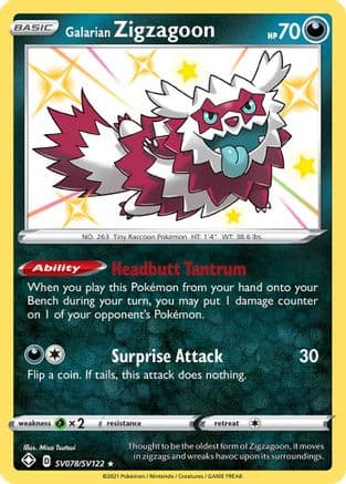 Galarian Zigzagoon — Shining Fates: Shiny Vault Pokémon TCG card by Misa Tsutsui