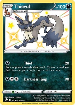 Thievul — Shining Fates: Shiny Vault Pokémon TCG card by Kagemaru Himeno