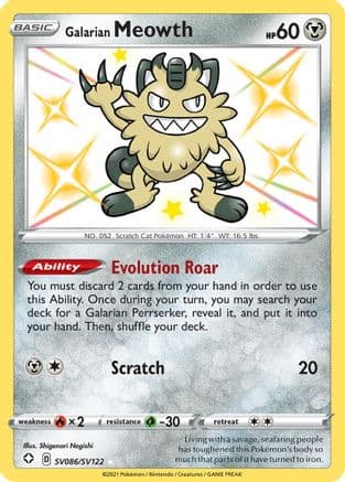 Galarian Meowth — Shining Fates: Shiny Vault Pokémon TCG card by Shigenori Negishi