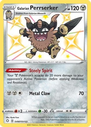 Galarian Perrserker — Shining Fates: Shiny Vault Pokémon TCG card by Ryuta Fuse