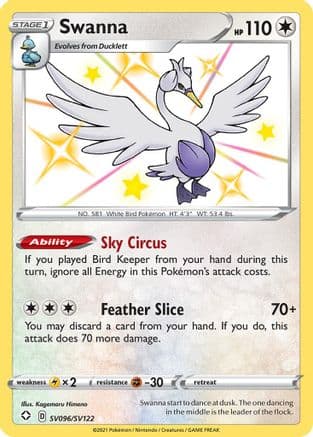 Swanna — Shining Fates: Shiny Vault Pokémon TCG card by Kagemaru Himeno