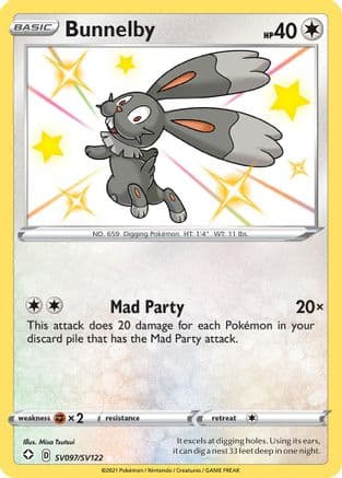 Bunnelby — Shining Fates: Shiny Vault Pokémon TCG card by Misa Tsutsui