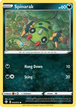 Spinarak — Shining Fates Pokémon TCG card by sowsow