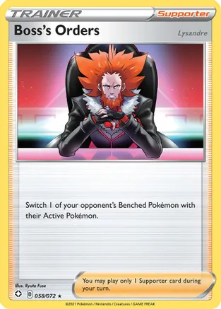Boss's Orders — Shining Fates Pokémon TCG card by Ryuta Fuse