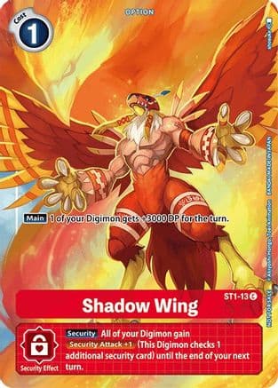 Shadow Wing - ST1-13 (Tamer's Evolution Box) — Starter Deck 01: Gaia Red Digimon Card Game card by Akiyoshi Hongi, Toei Animation