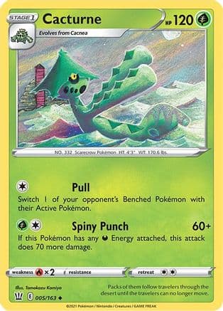 Cacturne — SWSH05: Battle Styles Pokémon TCG card by Tomokazu Komiya