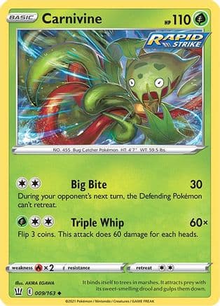 Carnivine — SWSH05: Battle Styles Pokémon TCG card by AKIRA EGAWA