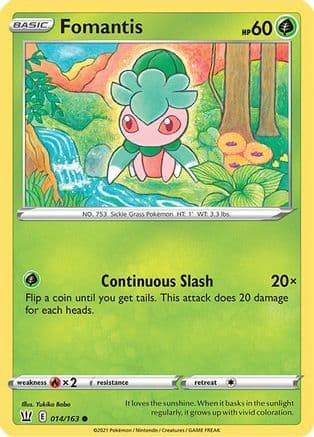 Fomantis — SWSH05: Battle Styles Pokémon TCG card by Yukiko Baba
