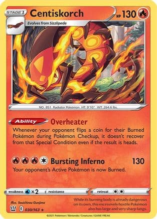 Centiskorch — SWSH05: Battle Styles Pokémon TCG card by Souichirou Gunjima