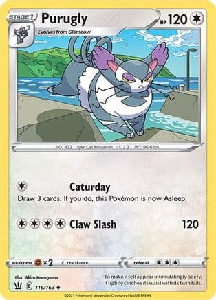 Purugly — SWSH05: Battle Styles Pokémon TCG card by Akira Komayama
