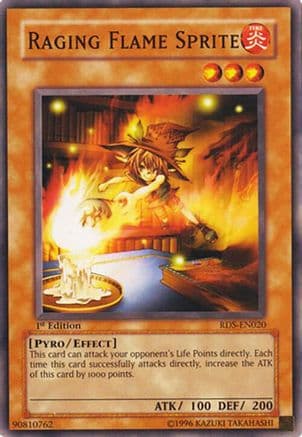 Raging Flame Sprite — Rise of Destiny Yu-Gi-Oh! card by KAZUKI TAKAHASHI
