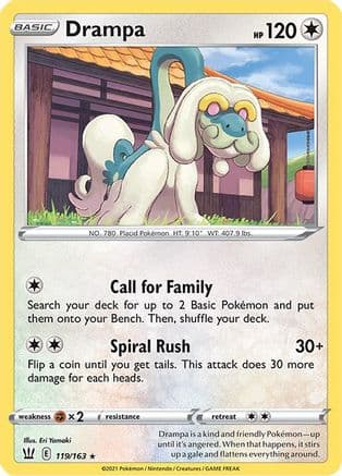 Drampa — SWSH05: Battle Styles Pokémon TCG card by Tomokazu Komiya