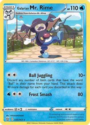 Galarian Mr. Rime — SWSH05: Battle Styles Pokémon TCG card by HYOGONOSUKE