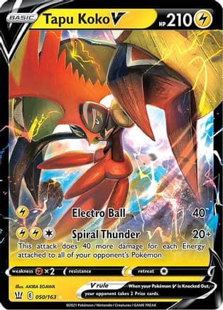 Tapu Koko V — SWSH05: Battle Styles Pokémon TCG card by AKIRA EGAWA