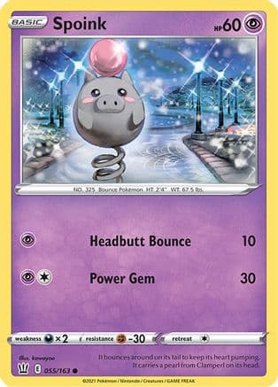 Spoink — SWSH05: Battle Styles Pokémon TCG card by kawayoo