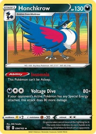 Honchkrow — SWSH05: Battle Styles Pokémon TCG card by Miki Tanaka