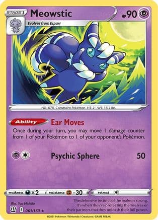Meowstic — SWSH05: Battle Styles Pokémon TCG card by Yuu Nishida