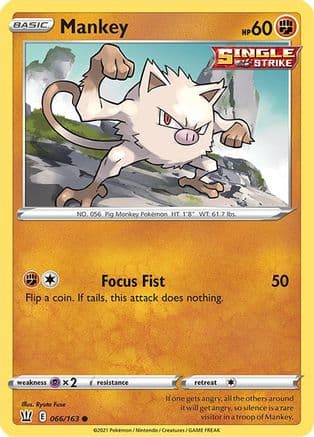 Mankey — SWSH05: Battle Styles Pokémon TCG card by Ryuta Fuse