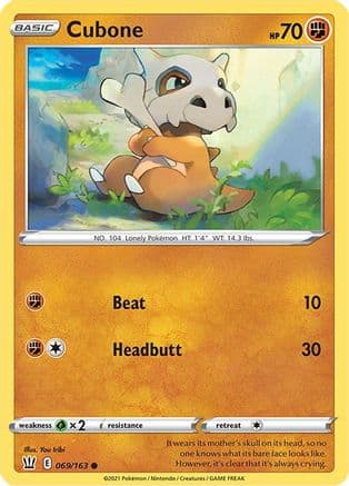 Cubone — SWSH05: Battle Styles Pokémon TCG card by You Iribi