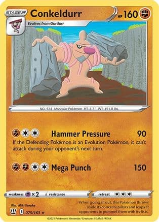 Conkeldurr — SWSH05: Battle Styles Pokémon TCG card by Miki Tanaka