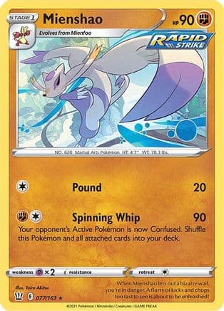 Mienshao — SWSH05: Battle Styles Pokémon TCG card by Taira Akitsu