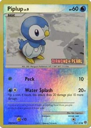 Piplup - 93/130 [Diamond and Pearl] — Burger King Promos Pokémon TCG card by Ken Sugimori