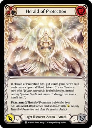 Herald of Protection (Yellow) — Monarch Flesh and Blood card by Simon Wong