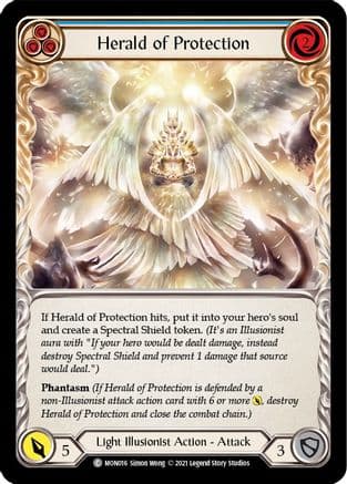 Herald of Protection (Blue) — Monarch Flesh and Blood card by Simon Wong