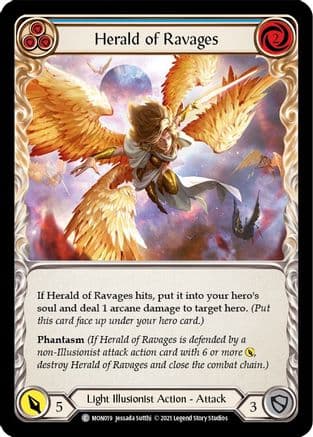 Herald of Ravages (Blue) — Monarch Flesh and Blood card by Jessada Sutthi