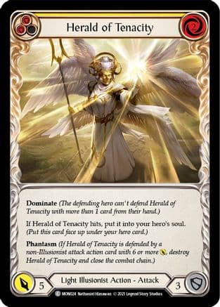 Herald of Tenacity (Yellow) — Monarch Flesh and Blood card by Nathaniel Himawan