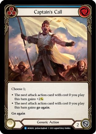 Captain's Call (Blue) — Monarch Flesh and Blood card by John Stanko