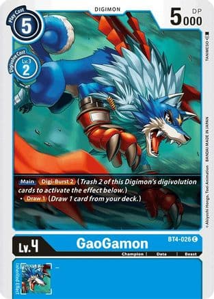 GaoGamon — Great Legend Digimon Card Game card by Akiyoshi Honga, Toei Animation