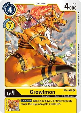 Growlmon — Great Legend Digimon Card Game card by Shin Sasaki