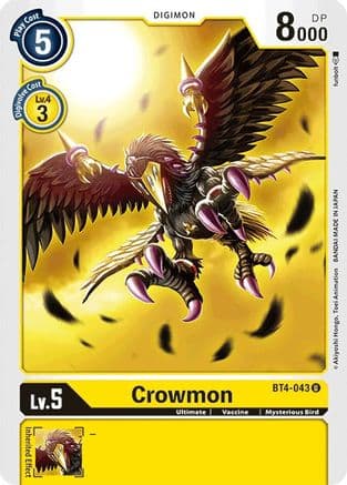 Crowmon — Great Legend Digimon Card Game card by Akiyoshi Hongo, Toei Animation, BANDAI MADE IN JAPAN
