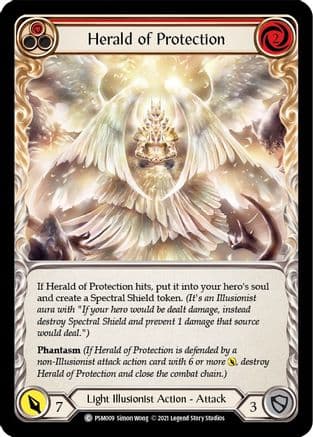 Herald of Protection (Red) — Blitz Deck: Monarch - Prism Flesh and Blood card by Simon Wong