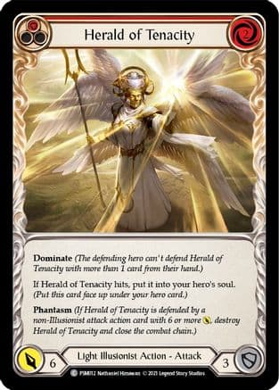 Herald of Tenacity (Red) — Blitz Deck: Monarch - Prism Flesh and Blood card by Nathaniel Himawan
