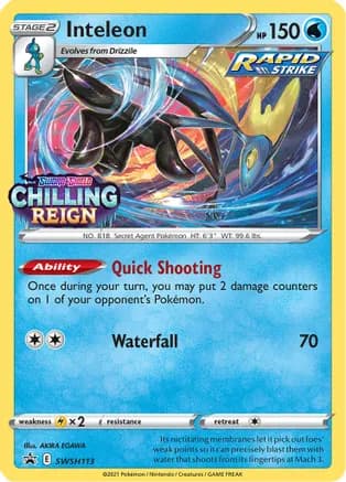 Inteleon - SWSH113 (Prerelease) — SWSH: Sword & Shield Promo Cards
