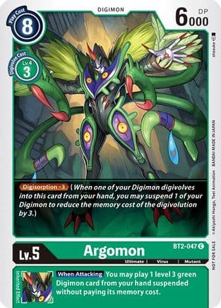 Argomon - BT2-047 (Official Tournament Pack Vol.2) — Release Special Booster 1.0 Digimon Card Game card by shosuke
