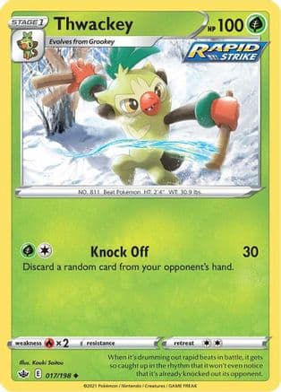 Thwackey — SWSH06: Chilling Reign Pokémon TCG card by Kouki Saitou