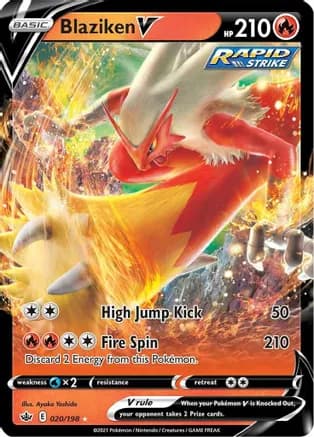 Blaziken V — SWSH06: Chilling Reign Pokémon TCG card by Ayaka Yoshida