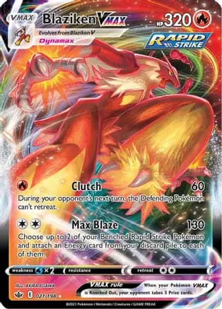 Blaziken VMAX — SWSH06: Chilling Reign Pokémon TCG card by AKIRA EGAWA
