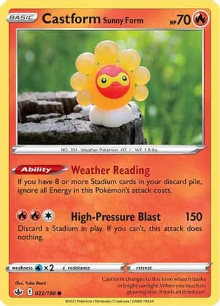 Castform Sunny Form — SWSH06: Chilling Reign Pokémon TCG card by Yuka Morii