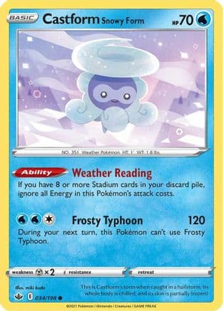 Castform Snowy Form — SWSH06: Chilling Reign Pokémon TCG card by miki kudo