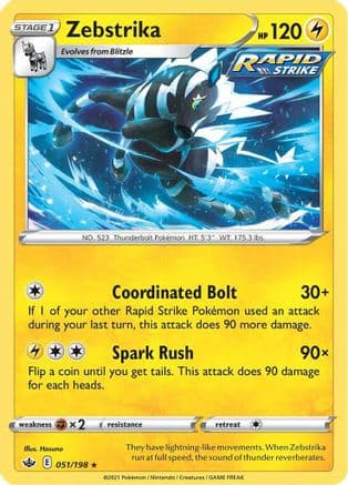 Zebstrika — SWSH06: Chilling Reign Pokémon TCG card by Hasuno