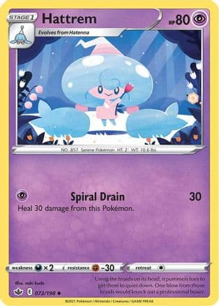 Hattrem — SWSH06: Chilling Reign Pokémon TCG card by miki kudo