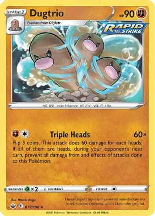 Dugtrio — SWSH06: Chilling Reign Pokémon TCG card by Hitoshi Ariga