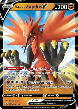 Galarian Zapdos V — SWSH06: Chilling Reign Pokémon TCG card by 5ban Graphics
