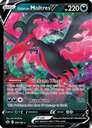 Galarian Moltres V — SWSH06: Chilling Reign Pokémon TCG card by aky CG Works