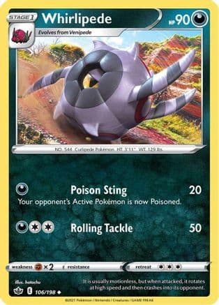 Whirlipede — SWSH06: Chilling Reign Pokémon TCG card by hatachu