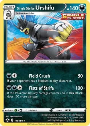 Single Strike Urshifu — SWSH06: Chilling Reign Pokémon TCG card by Mitsuhiro Arita